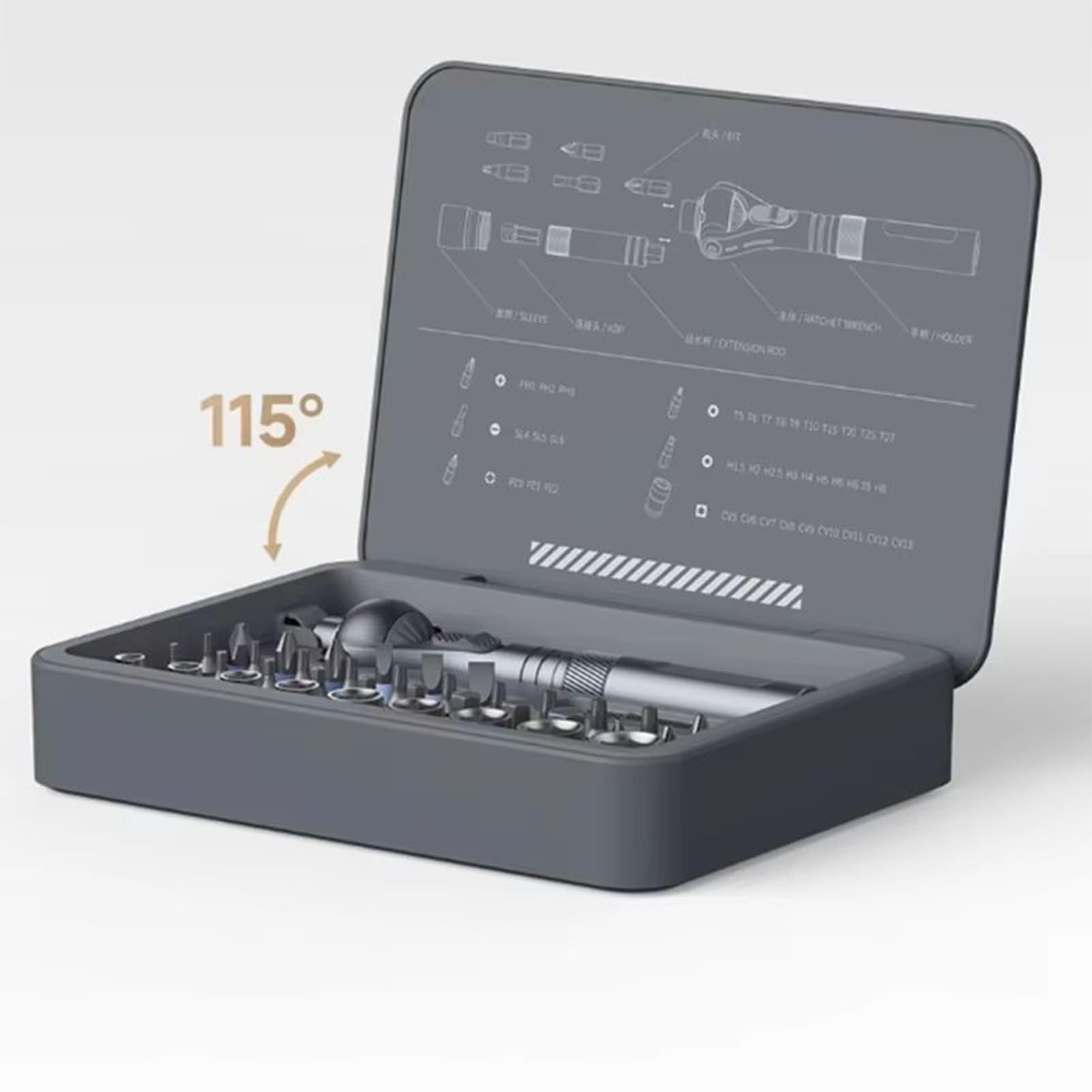 Set di cacciaviti a cricchetto Di Precisione Ergonomico Multifunzione | Kit Di Punte Per Cacciavite Domestico Per Riparazioni Elettricista Elettronica Edilizia Falegnameria Idraulica Ind
