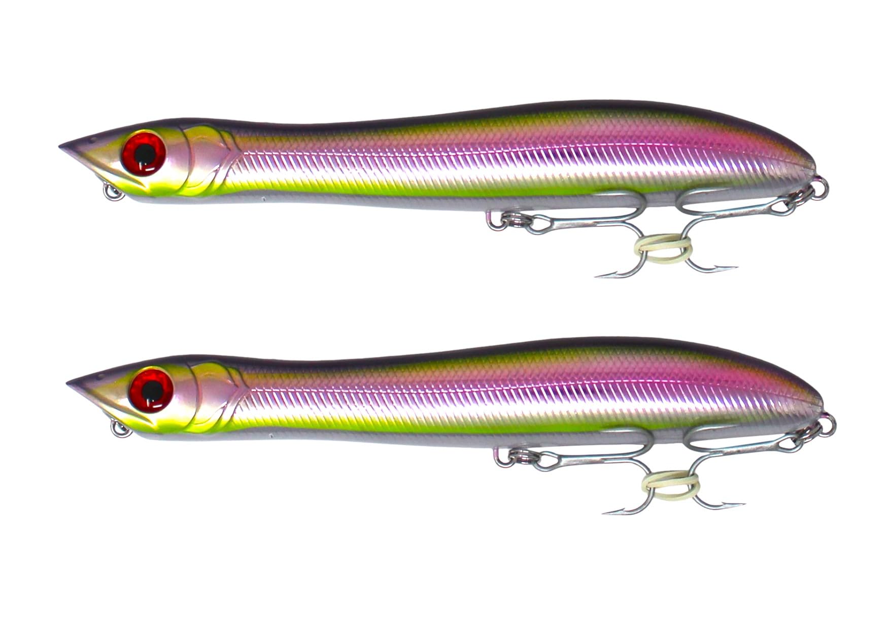 FISHZONE - 2 x KONICHI BASS DUDES Surface Hard Lures - 10cm / 9.5g - Specialist Distance Bass Lure - Two Marine VMC Treble Hooks Rear Mounted Rattle For Bass & Predatory Fishing (Pluto)