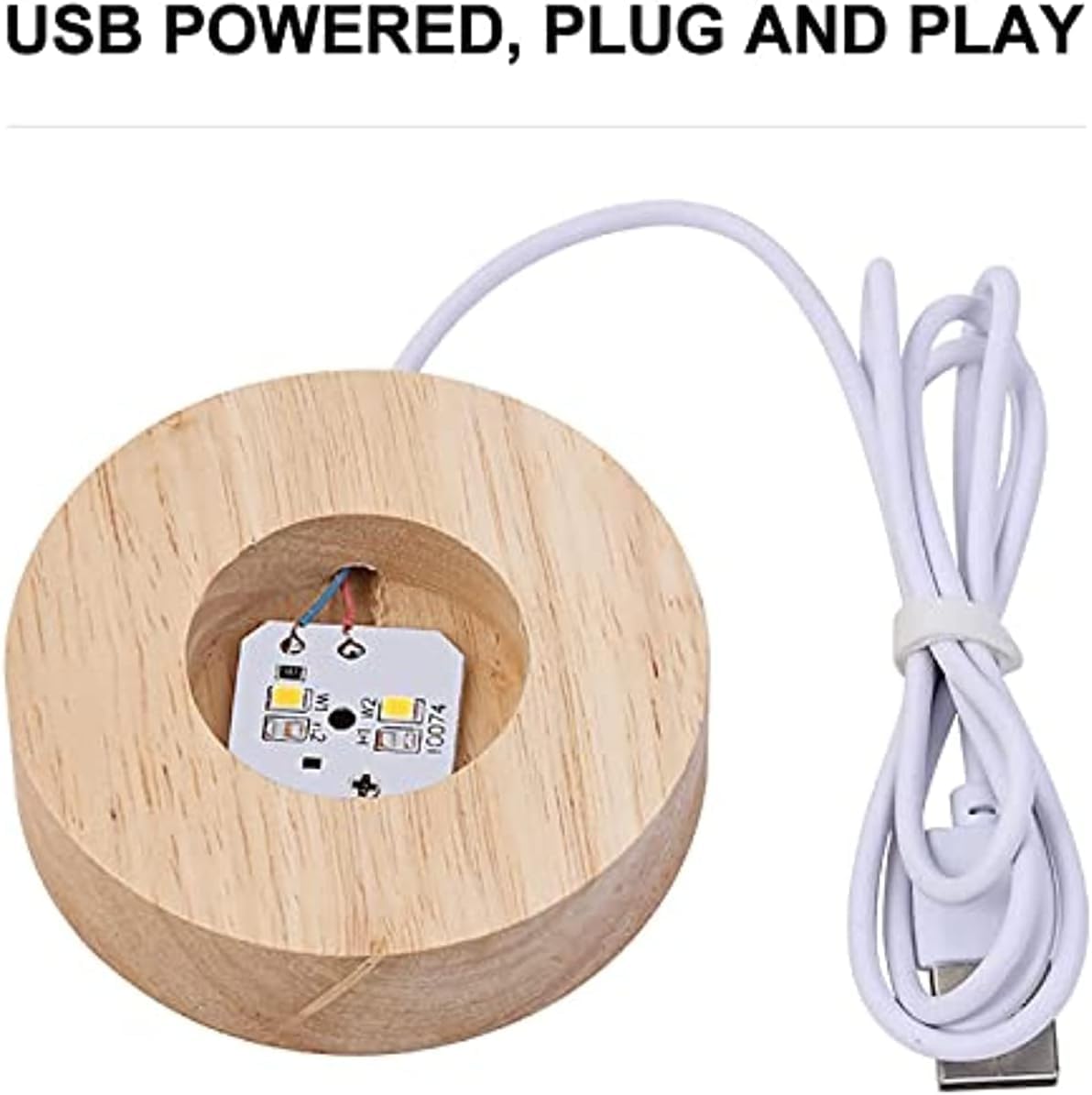 6cm Kryształowa Kula Lampka Nocna, świetlista Planeta Galaxy Kryształowa Kula Lampka Nocna Zasilana Przez Usb, Drewniana Podstawa, B