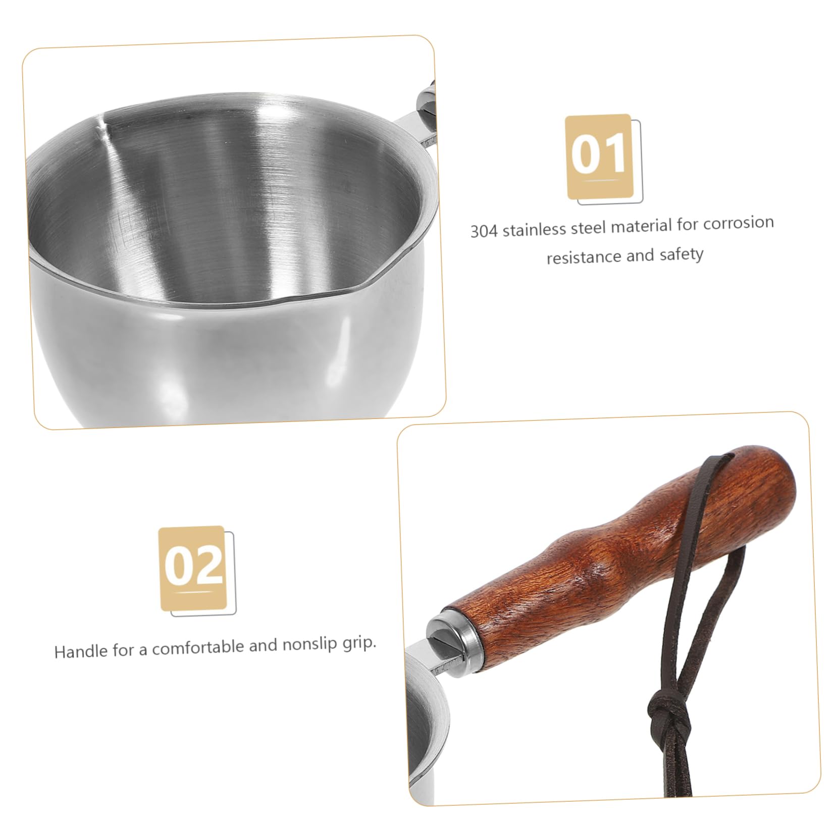 OKUMEYR Butter Warmer Stainless Steel Small Pot Spout Melting Pan for Oil and Butter Stainless Steel Flat Bottom Design for Even Heating Convenient for Cooking and Pouring