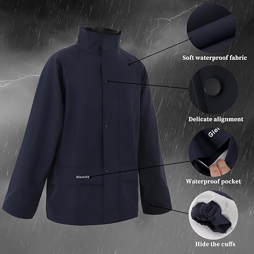 Miniatura 5 de Rain Suit For Men & Women Waterproof Heavy Duty Rain Gear Reflective Jacket & Bib Pants for Fishing Outdoor Work