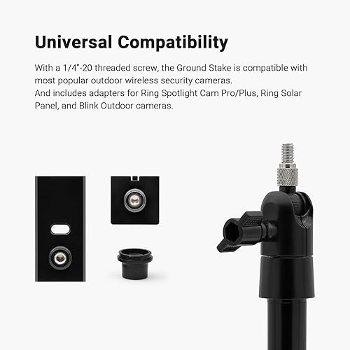 Miniatura 4 de Holicfun Estaca para cámara de seguridad, soporte resistente con ángulo y altura ajustables para anillo, parpadeo, Arlo, Eufy, Wyze, Google Nest,