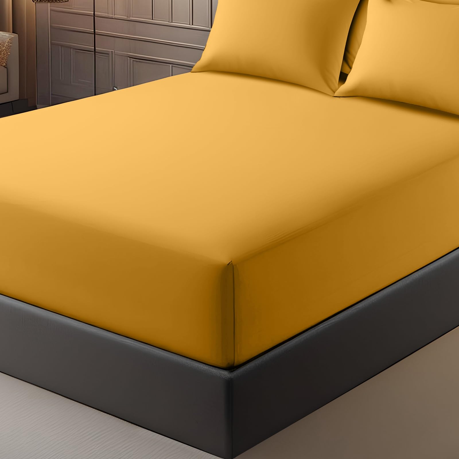 Pamposh King Size Fitted Sheets Extra Deep Pocket 40 cm (16 inches) Durable Elastic Bed Sheets - Premium Brushed Microfibre Fitted Sheets King Size - Ultrasoft Hypoallergenic Fade Resistant