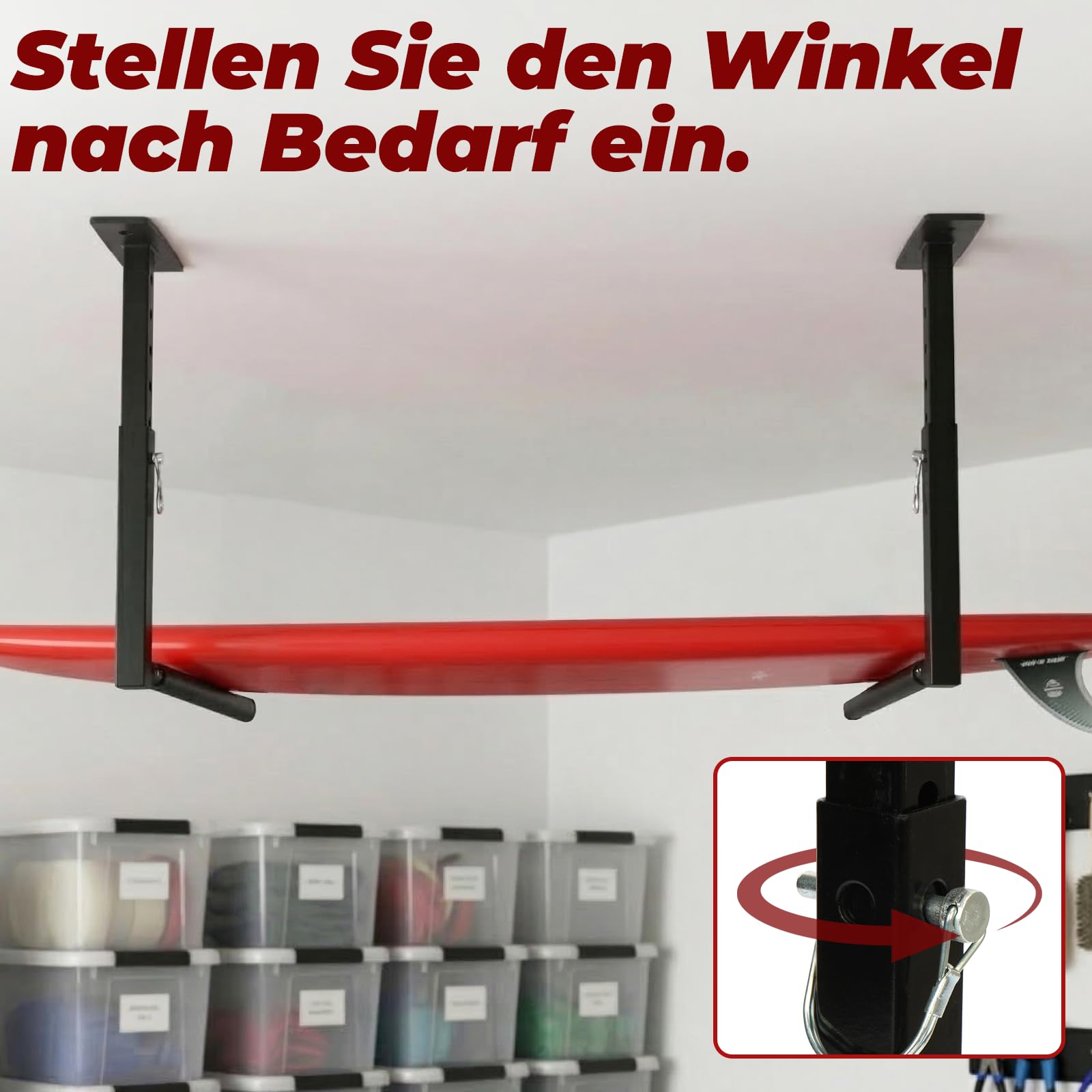 Deckenregal Hängeregal Höhenverstellbarer,2 Stück Verstellbares Überkopfleiterregal,dachbox wandhalterung aus Metall,Hängevorrichtung Tragkraft 40kg für Garage Decke Leiter Kajak,Schwarz
