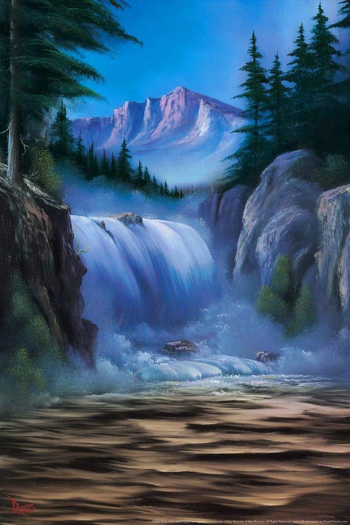 絵画 Mountain Waterfall Amazon.com: Nature Forest Wall Art Mountain Waterfall