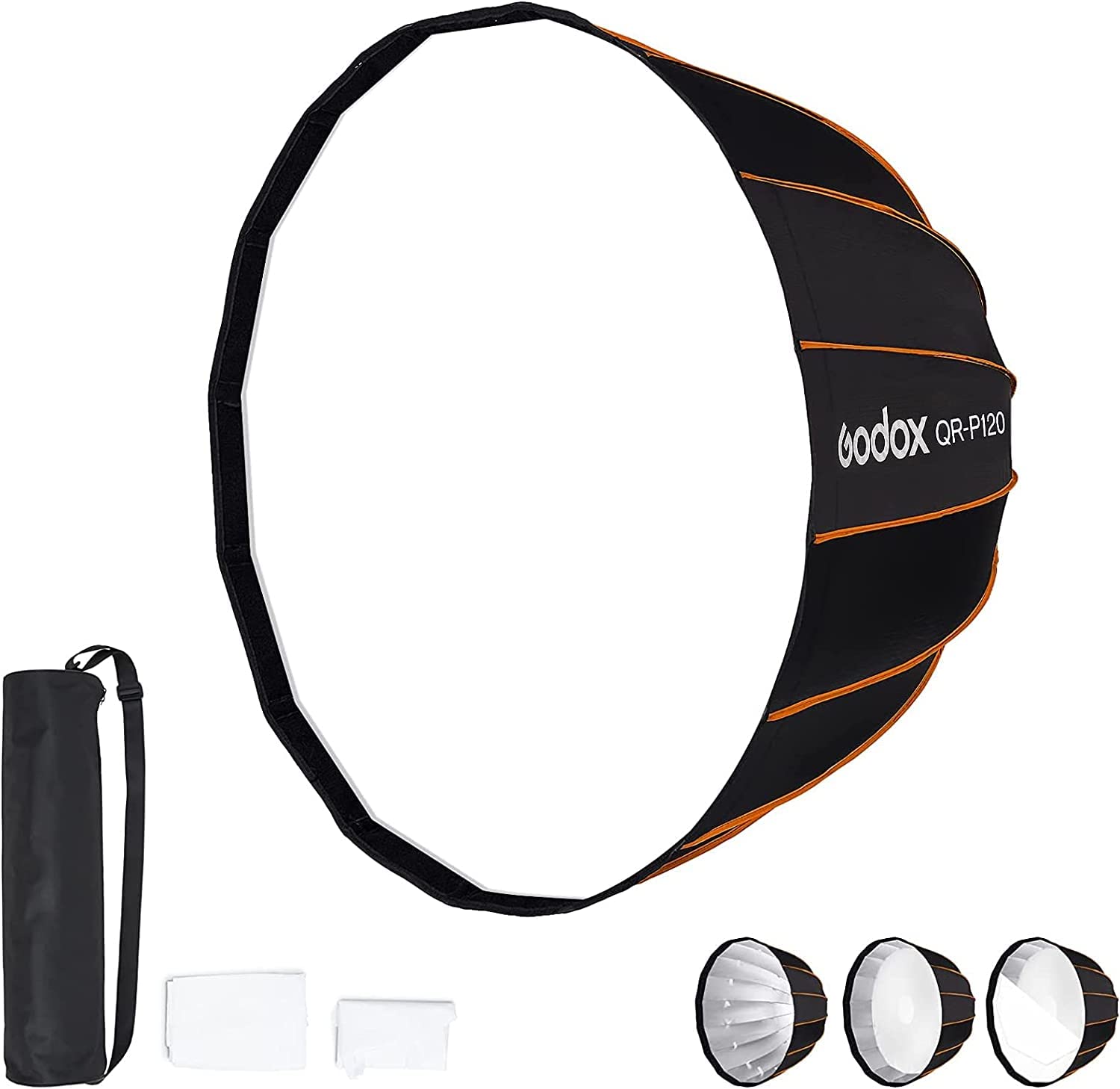 GODOX QR-P120 Softboxes Parabólicos Profundos de 120 cm / 47,24 Pulgadas con Montaje Bowens de Liberación Rápida para Godox SL-60W VL150 VL300 UL150 SL150WII SZ150R