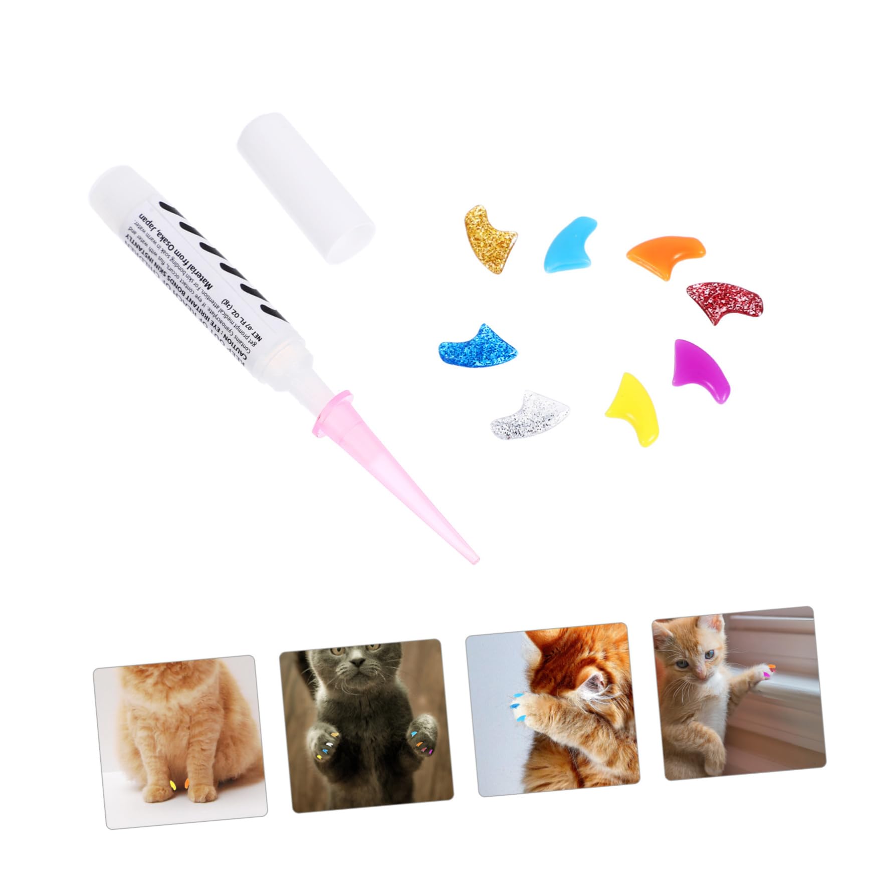minkissy 480 Pièces Ensemble d'ongles pour Animaux de Compagnie Capsules Ongles Assorti Patte de Chat Jeux de Griffes ongle de Main Gel de silice
