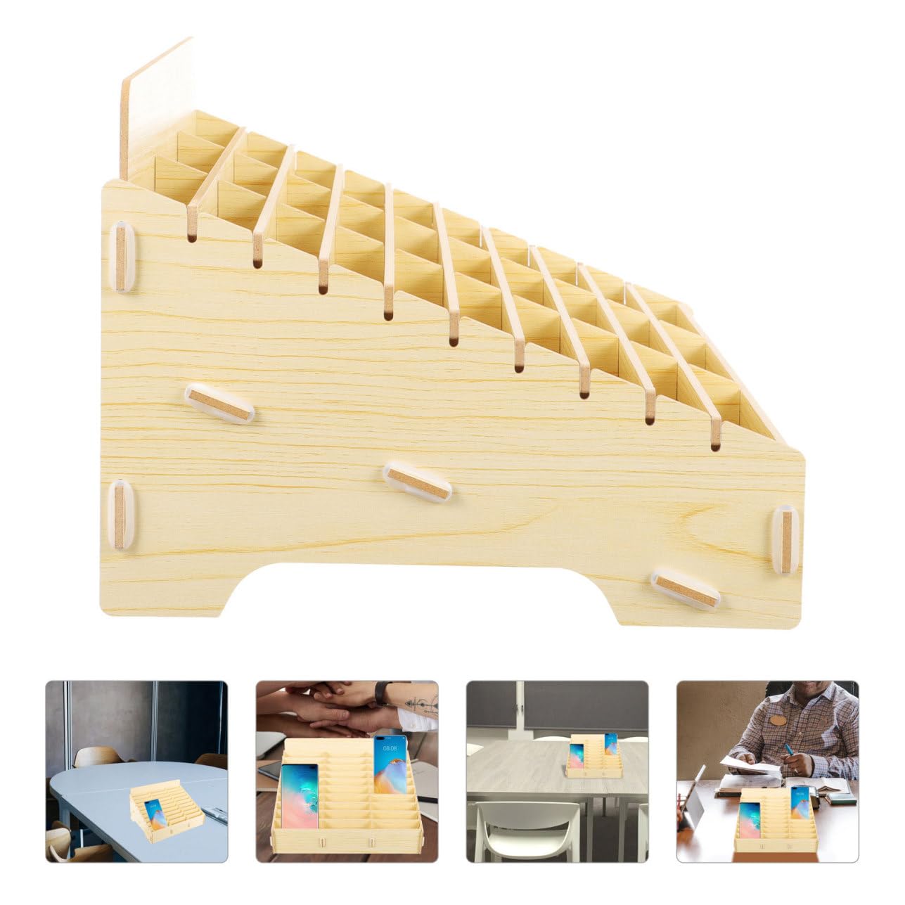 iplusmile Organizer da Scrivania in Legno Khaki 30 Scomparti, Capacità di Carico Elevata e Design Rustico Semplice per L'organizzazione di Cancelleria e Oggetti in Soggiorno
