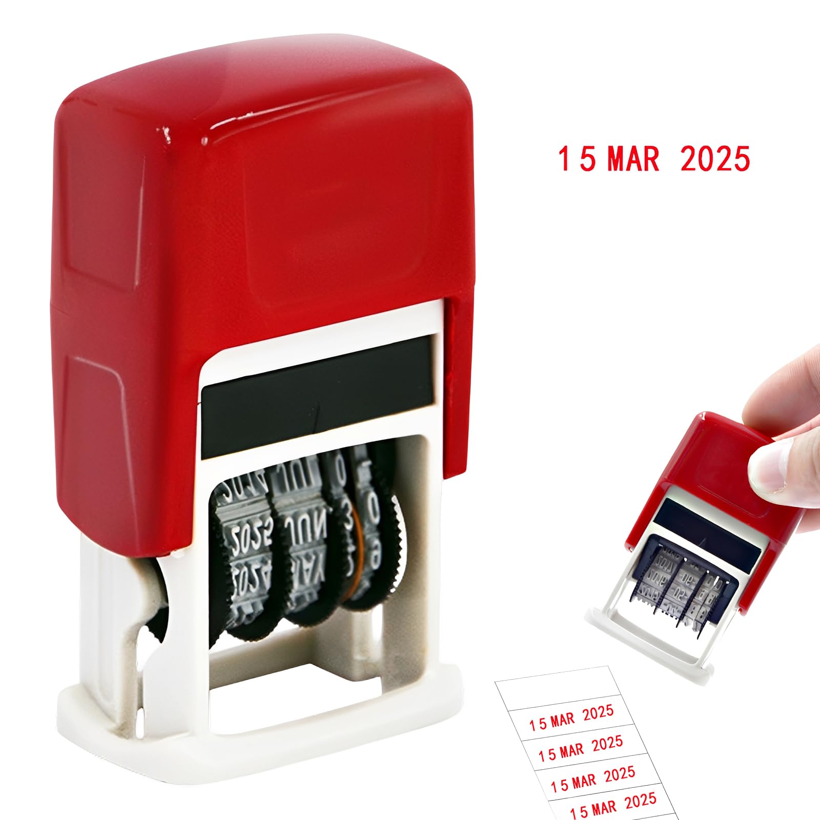 Mini Sello Fecha Forma Huevo Tinta Roja, Formato DD.MM.YYYY, Para Oficina y Registro Diario, Fecha Huevo y Producción de Mermelada Casera