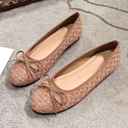 SAILING LU Women's Cute Bowknot Ballet Flats Round Toe Flat Shoes Comfortable Dress Shoes Wear to Work Slip On Memory Foam Loafers Dressy Office Shoes3