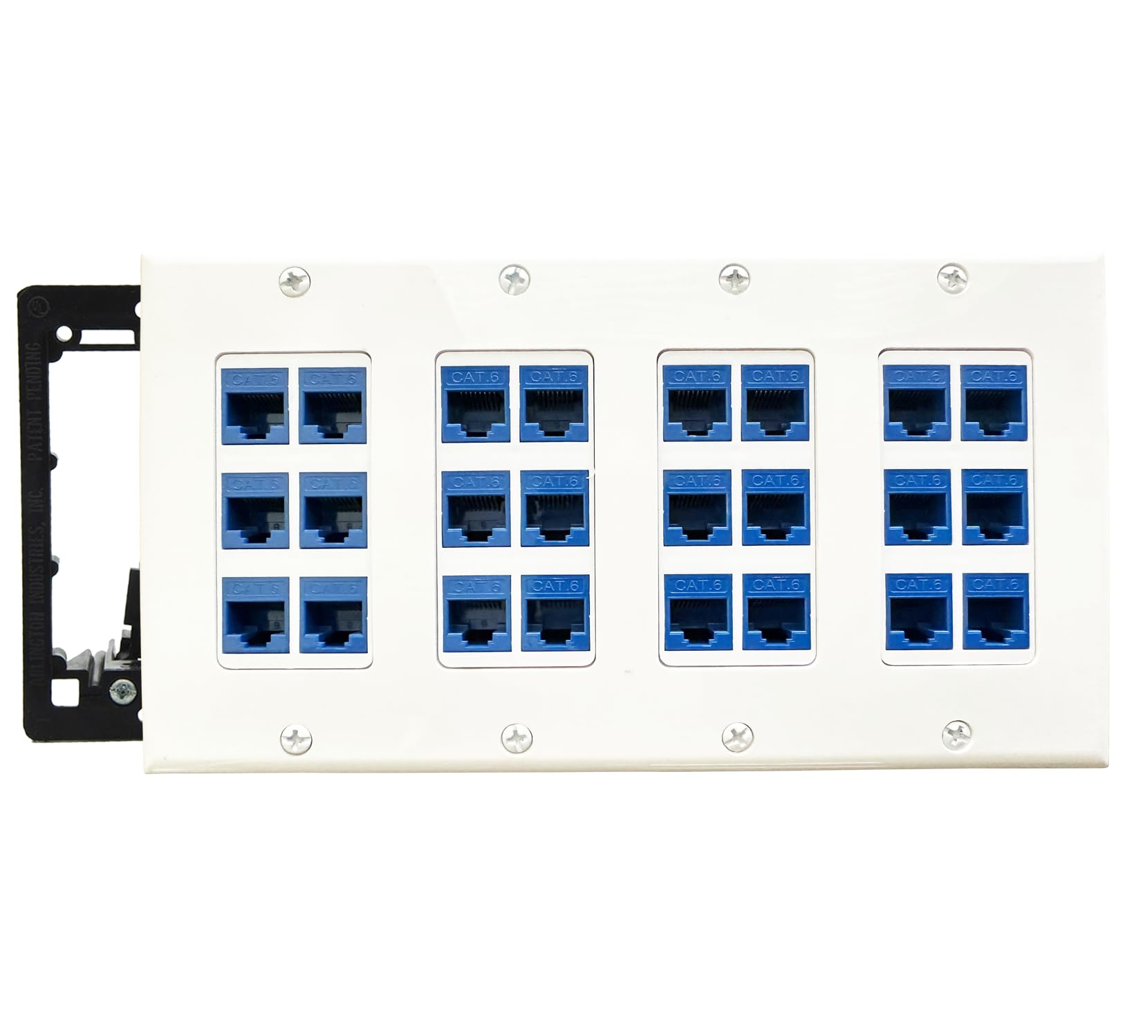 Diytech Women's White 24 Port Ethernet Wall Plate, Cat 6, 4 Gang, Rj45 To Keystone Jacks