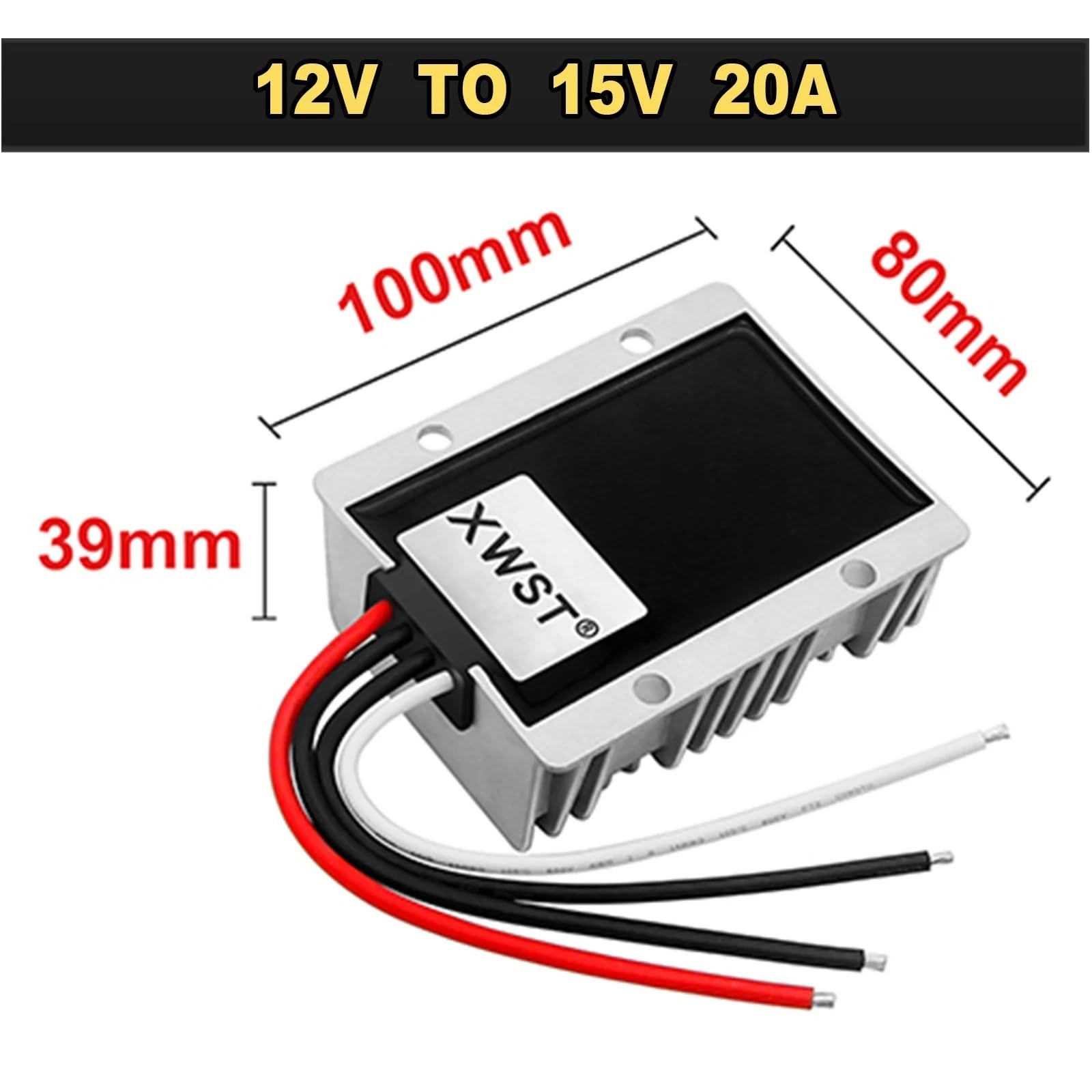 12V bis 15V Step-Up-Boost-DC-DC-Wandler 1~30A Spannungsreglermodul Solar-Wechselrichter-Hybrid(20A Aluminum XL)