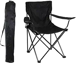 Cadeira de Camping Dobrável com Porta-Copos – Leve, Compacta e Portátil para Praia, Pesca e Viagens