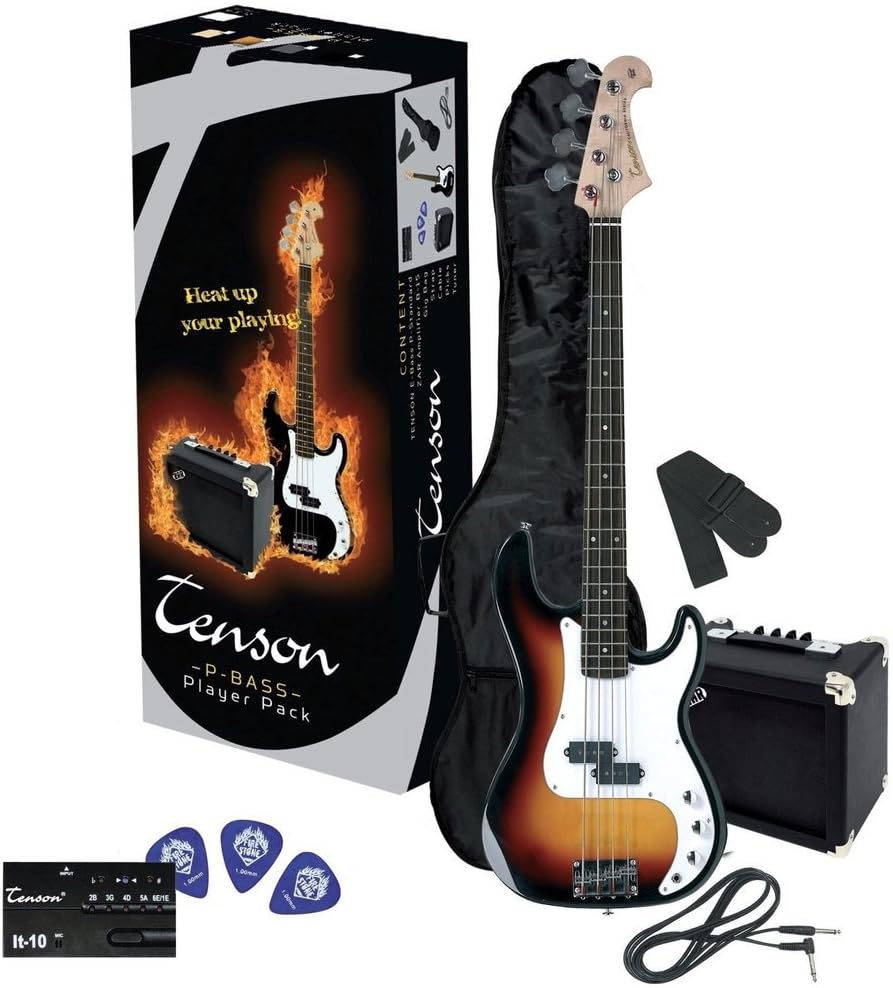 PURE GEWA E-Bass Pack 3-Tone sunburst RCB-100 incl. amp, gig bag, tuner, strap, cable, picks