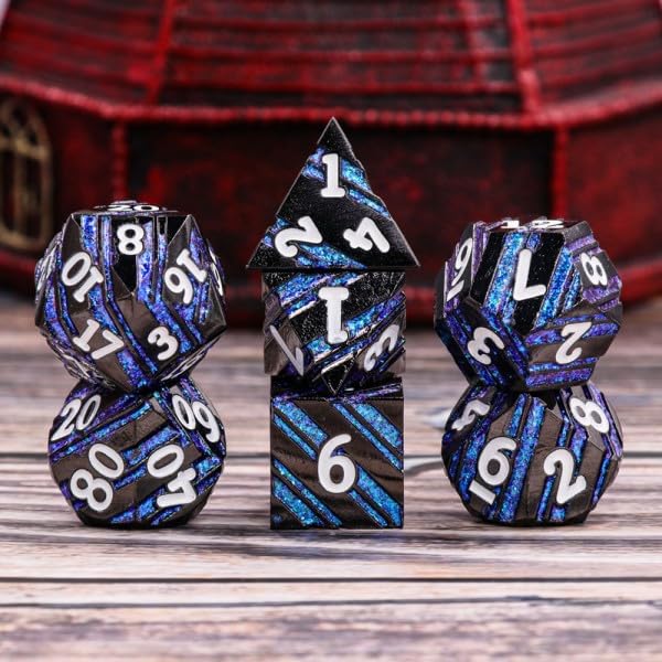 Epic Forge - Set of 7 Metal Dice - Black and Blue - Image 3