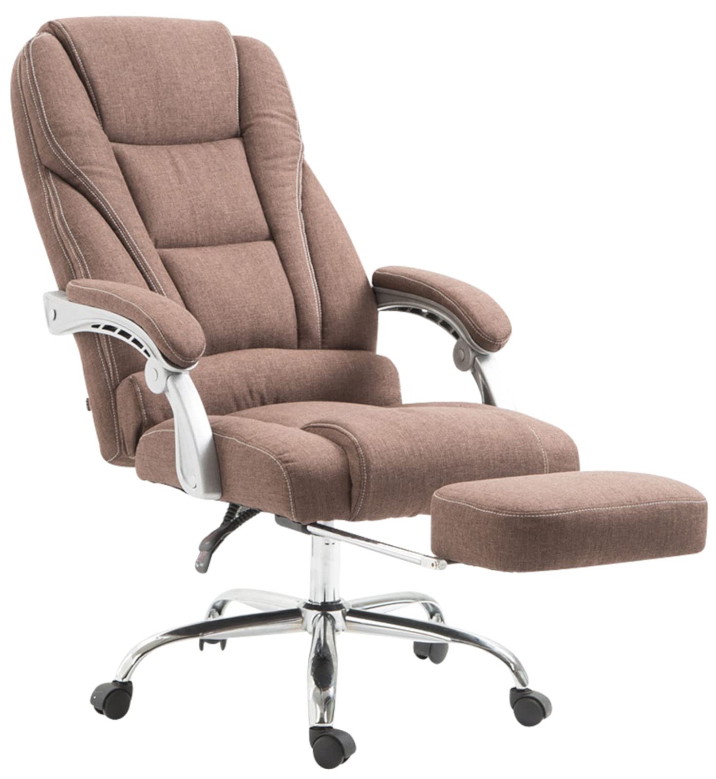 CLP Sedia Ufficio Pacific In Stoffa I Poltrona Direzionale Ergonomica Imbottita Con Poggiapiedi Carico Max 150 KG Colore:marrone