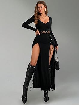 Amazon.com: GothDark Vintage Black Goth Long Sleeve Dress High Amazon.com: GothDark Vintage Black Goth Long Sleeve Dress High
