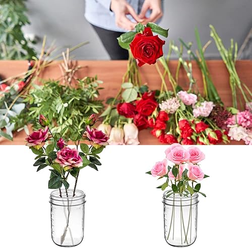 Miniatura 6 de DLAND Paquete de 20 tapas de rejilla con arreglos florales para tarros Mason – Insertos de rana de flores de metal resistentes al óxido con rejillas