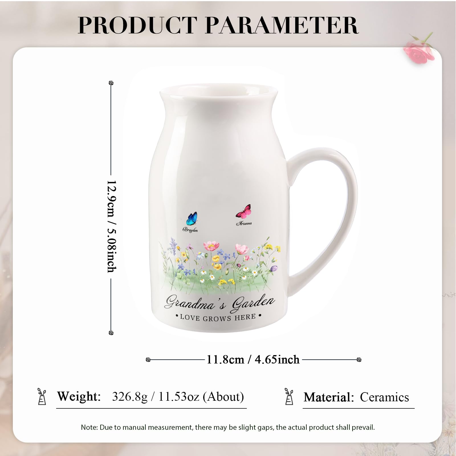 Jeweidea Vase En Céramique Personnalisé Avec Prénom Gravé - Cadeau Fête Des Mères Pour Maman Ou Mamie