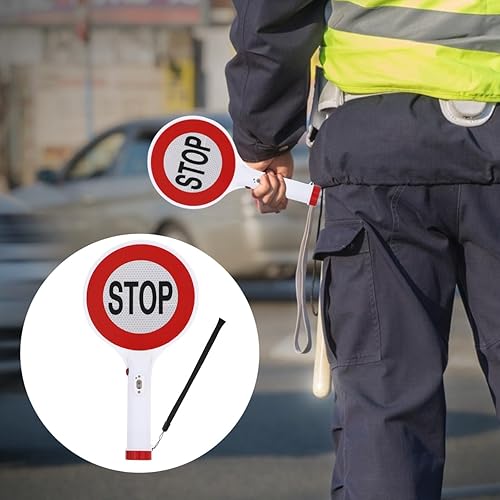 Miniatura 5 de iplusmile Señal de parada LED de mano recargable, varita de control de tráfico con correa de muñeca, luz de advertencia intermitente para cruce,