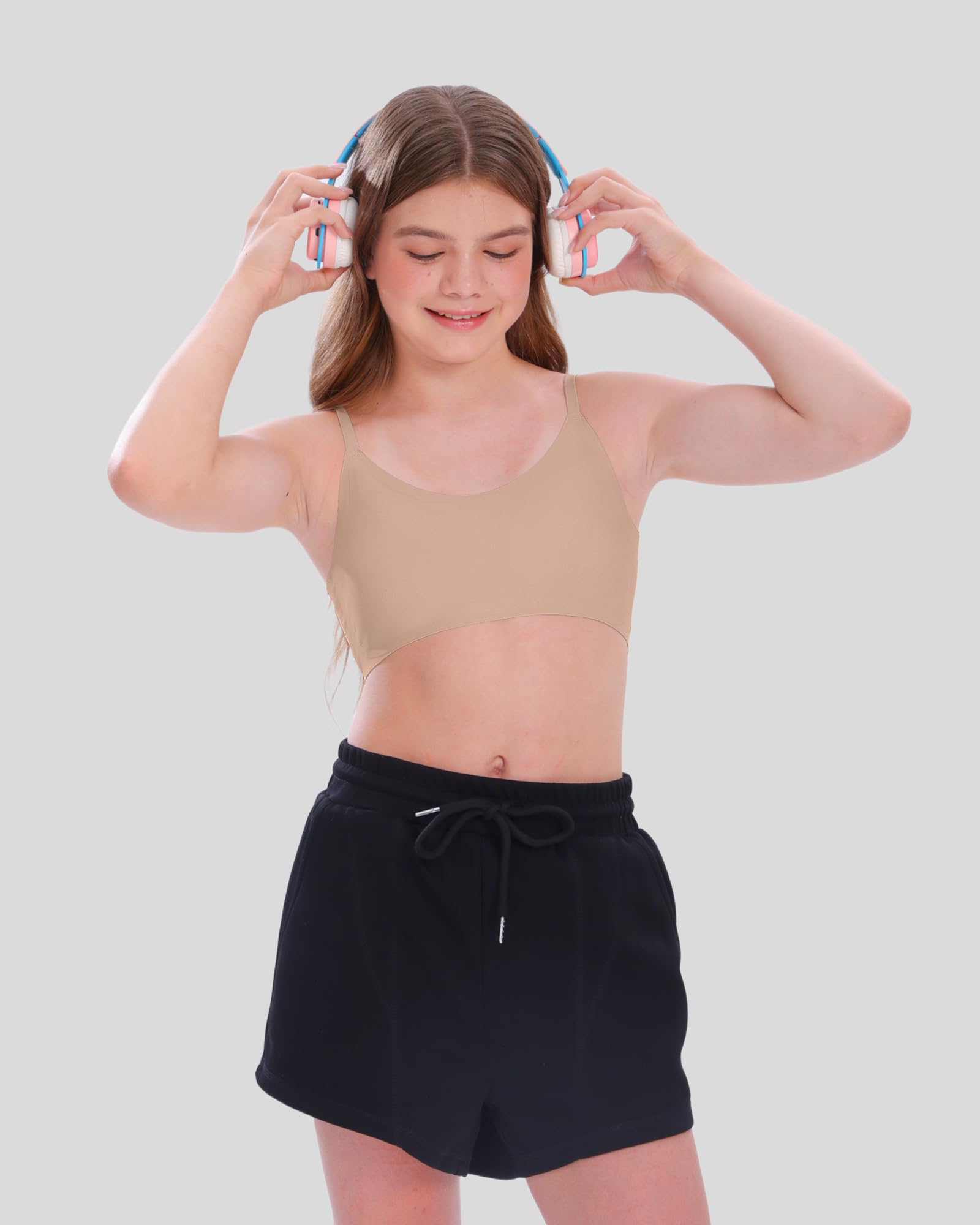SALIA Girl Sujetadores de Entrenamiento para niñas con Acolchado Fijo Suave, sin Costuras, Deportivos para niñas de 10 a 16 años, diseño de Correa Ajustable