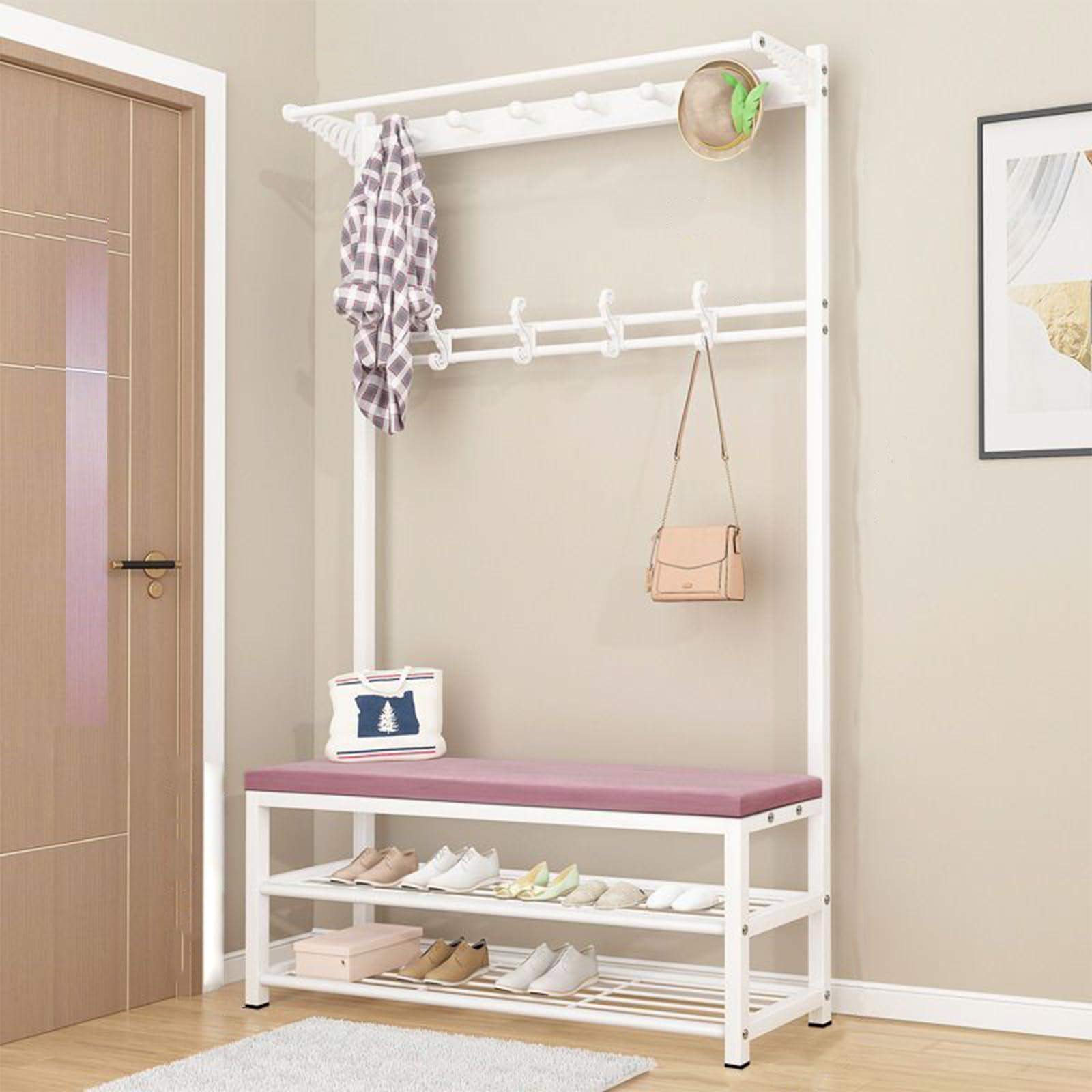 FGXHHS Industrial Coat Rack Shoe Bench Entryway nizer - 3-in-1 Hall Tree with Detachable Shelf for Smals Easy Assembly Sto Solut