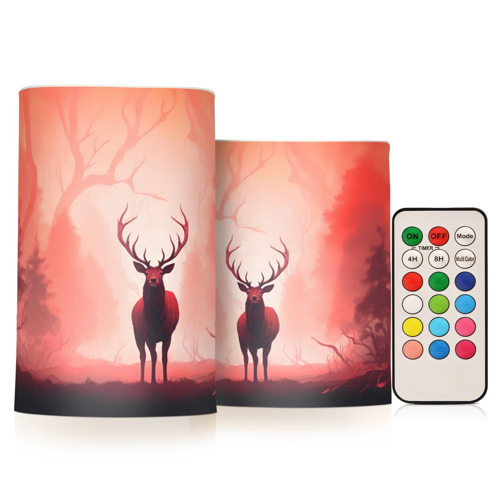 ALAZA Reindeer (22) Flickering Flameless Candles Battery Operated with Remote Timer,Tea Light Candles LED Pillar Votive Candles Set of 2 for Outdoor Indoor Decorations