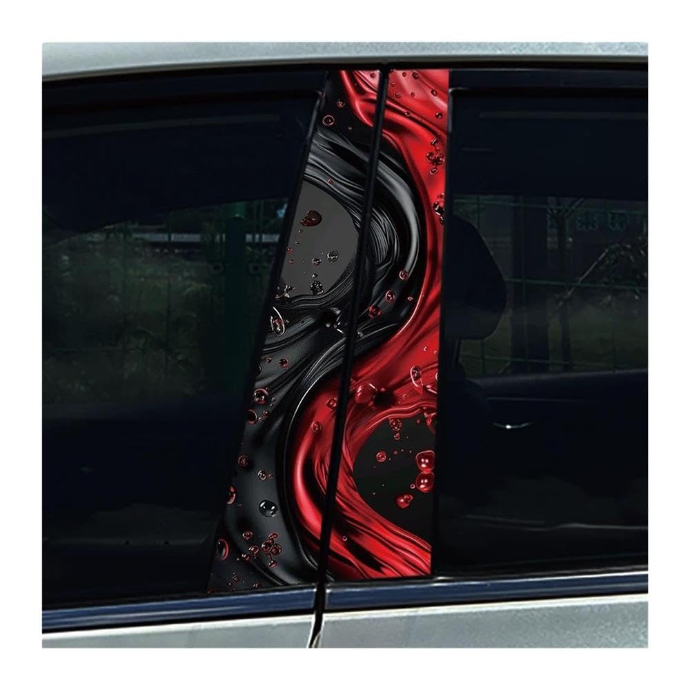 Body Parts 2pcs Car B-Pillar Stickers Black Red Creative Dollar Auto Center Column Waterproof Decals(Type A)
