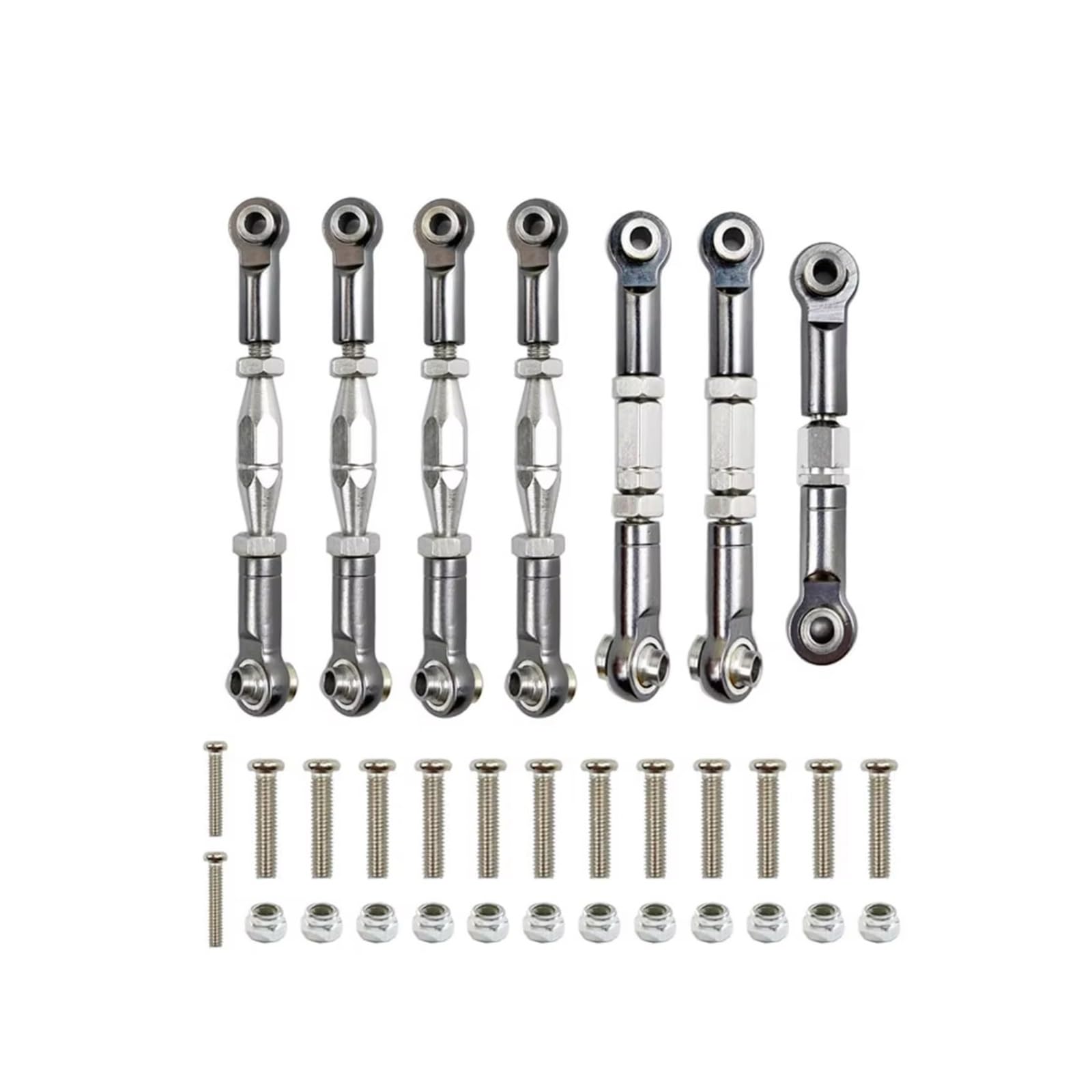 Rc Special Connecting Rod for WLtoys 144001 124018 124019 1:14 Metal Linkage Servo Steering Tie Rod RC Car Tracked Vehicle Parts and Accessories Upgrade Replacement Use(Silver)