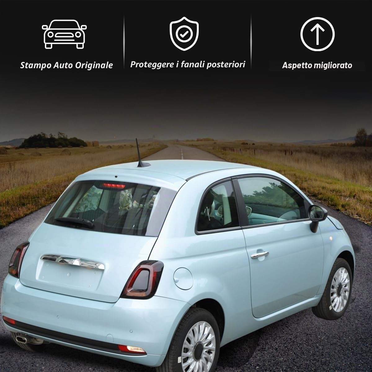Kit di lenti per fanale posteriore ABS nero compatibile con Fiat 500 2016-2024, copertura per fanale posteriore dell'auto, accessori per la protezione del fanale posteriore esterno