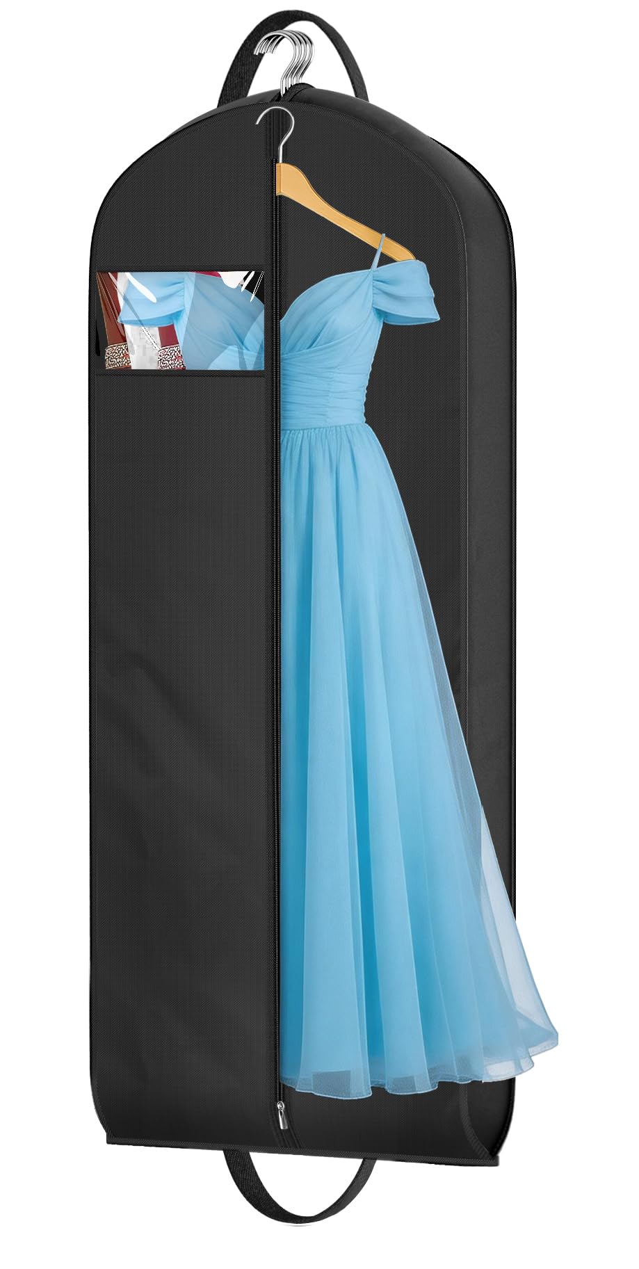 MISSLO 54" Garment Bags for Travel for Women Waterproof Dress Bags for Gowns 4" Gusseted Dress Protector Bag for Closet Storage Clothing Covers for Hanging Clothes Suit Carrier