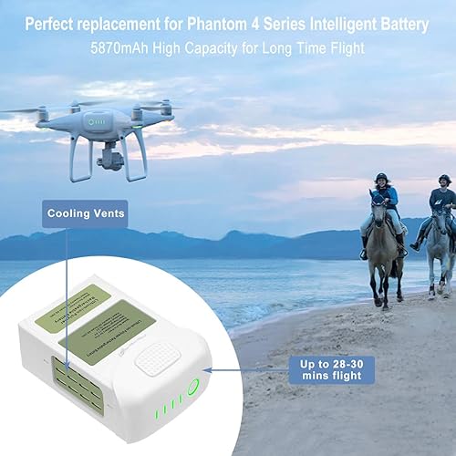Miniatura 6 de CoolSHOW Phantom 4 Series (5870mAh 15.2V) 2 paquetes de batería de repuesto LiPo Intelligent Flight para DJI Phantom 4, Phantom 4 Pro, Phantom 4 Pro