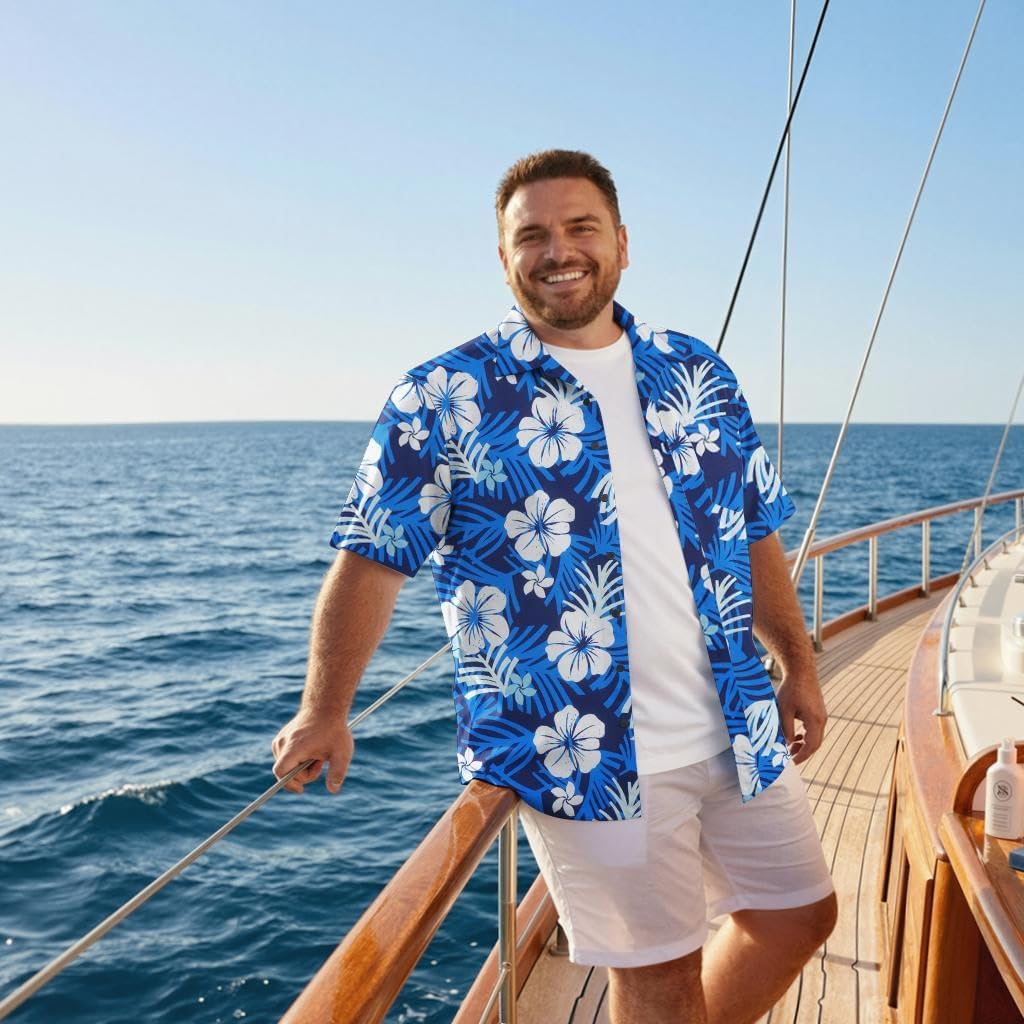 COOFANDY Big and Tall Men's Hawaiian Shirts Short Sleeve Tropical Floral Button Down Shirt Casual Summer Beach Shirts - Image 4