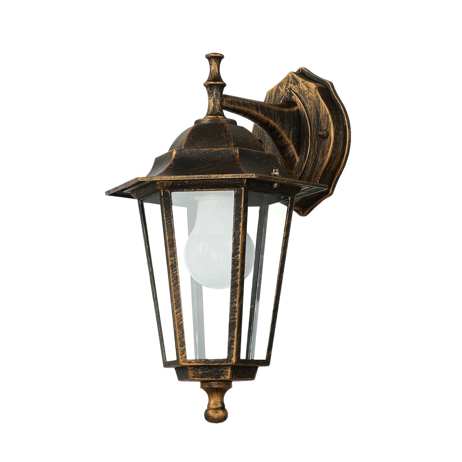 Licht-Erlebnisse Außenwandlampe Glas Aluminium in Kupfer Antik IP44 Haustür Terrasse B:17 cm E27 Rustikale Laterne nostalgische Außenleuchte Garten PARIS