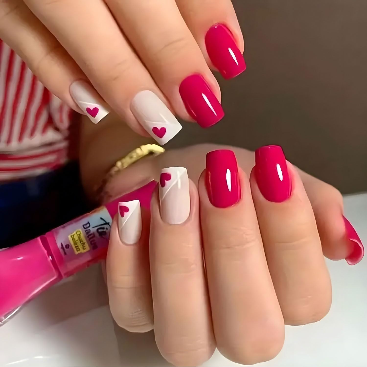 EVER NAIL Valentine No.2 グルー Amazon.com: Valentines Day Press On Nails Short Square, 24 Heart