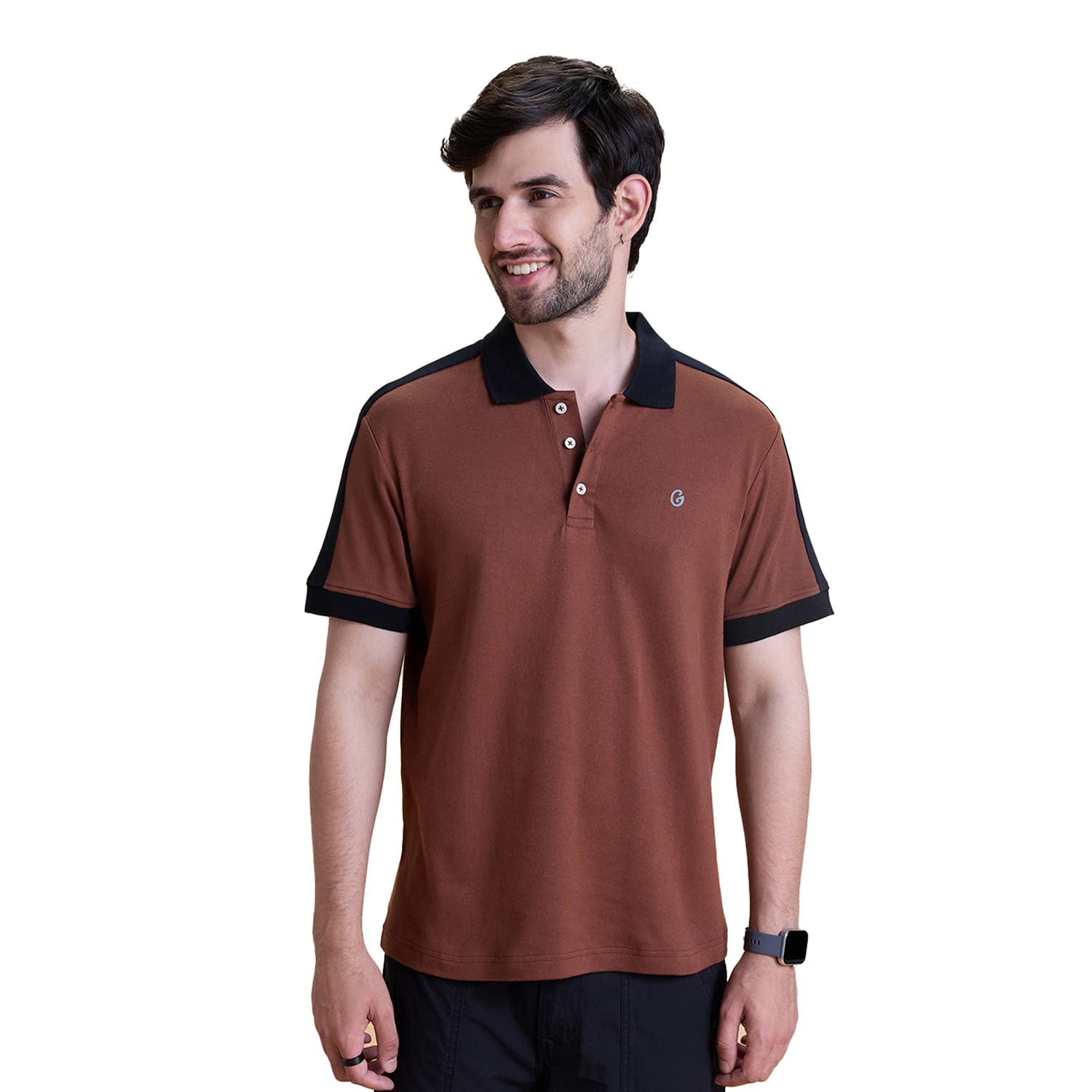 GLOOTMen's Solid Relaxed Fit T-Shirt (GLA015_Chocolate