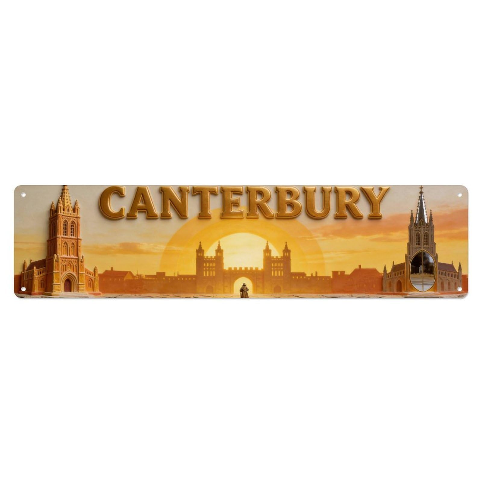 Metal Tin Sign Canterbury England Vintage