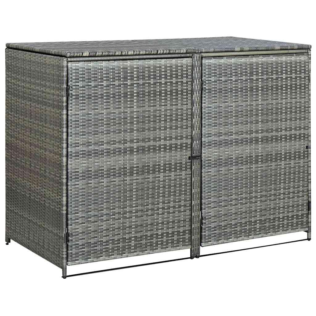 Mülltonnenbox Für 2 Tonnen Poly Rattan Anthrazit 148x77x111 cm | Mit Deckel Und 2 Türen, Schließsystem, Robuste PE-Rattan Konstruktion, Für Gartenlagerung