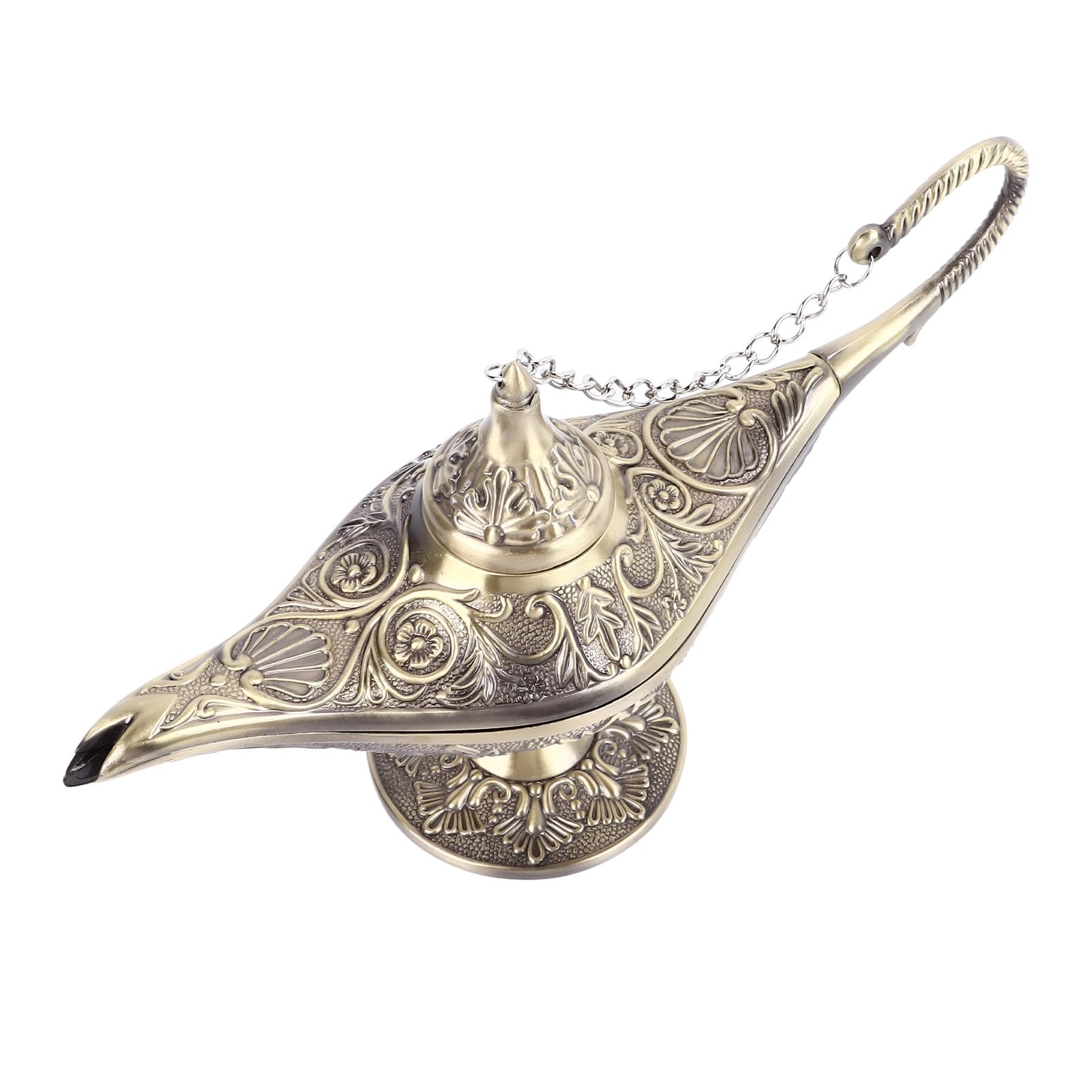 Jelquix Arabian Lamp Vintage Exquisite Wishing Lamp Decoration for Home Decor, Zinc Alloy, Handcrafted, 22 X 12 X 7.5cm, (Bronze)