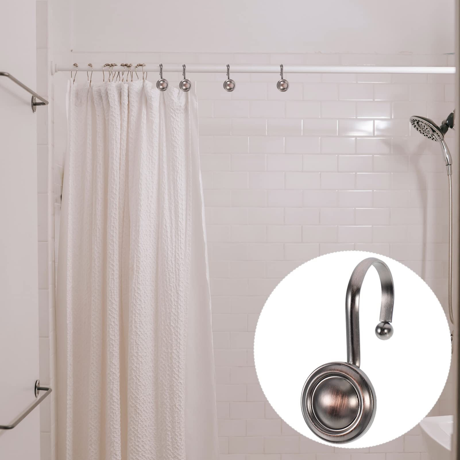 Amosfun 2 Ensembles Crochet De Rideau De Decoration Salle De Bain Décoration Salle De Bain Mini Rideau Noir Moderne Arc Crochets De De En Alliage De Zinc 12 Pièces * 2