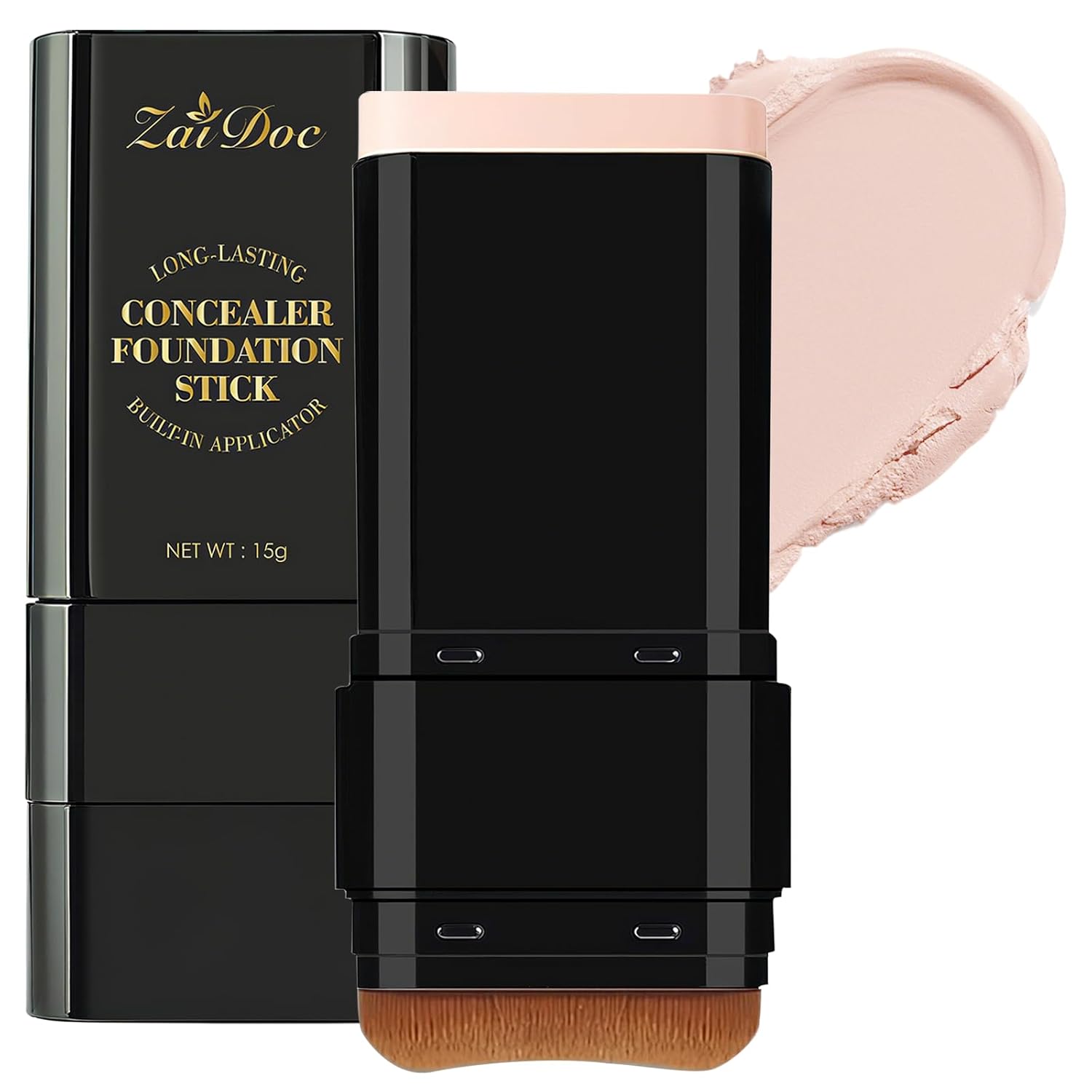 Concealer Foundation Stick, 2-in-1 Long-Lasting Foundation and Concealer with Brush, Creamy Full Coverage for Dark Circles & Blemishes, Hydrating Olive & Camellia, 2.09 Oz (01#)