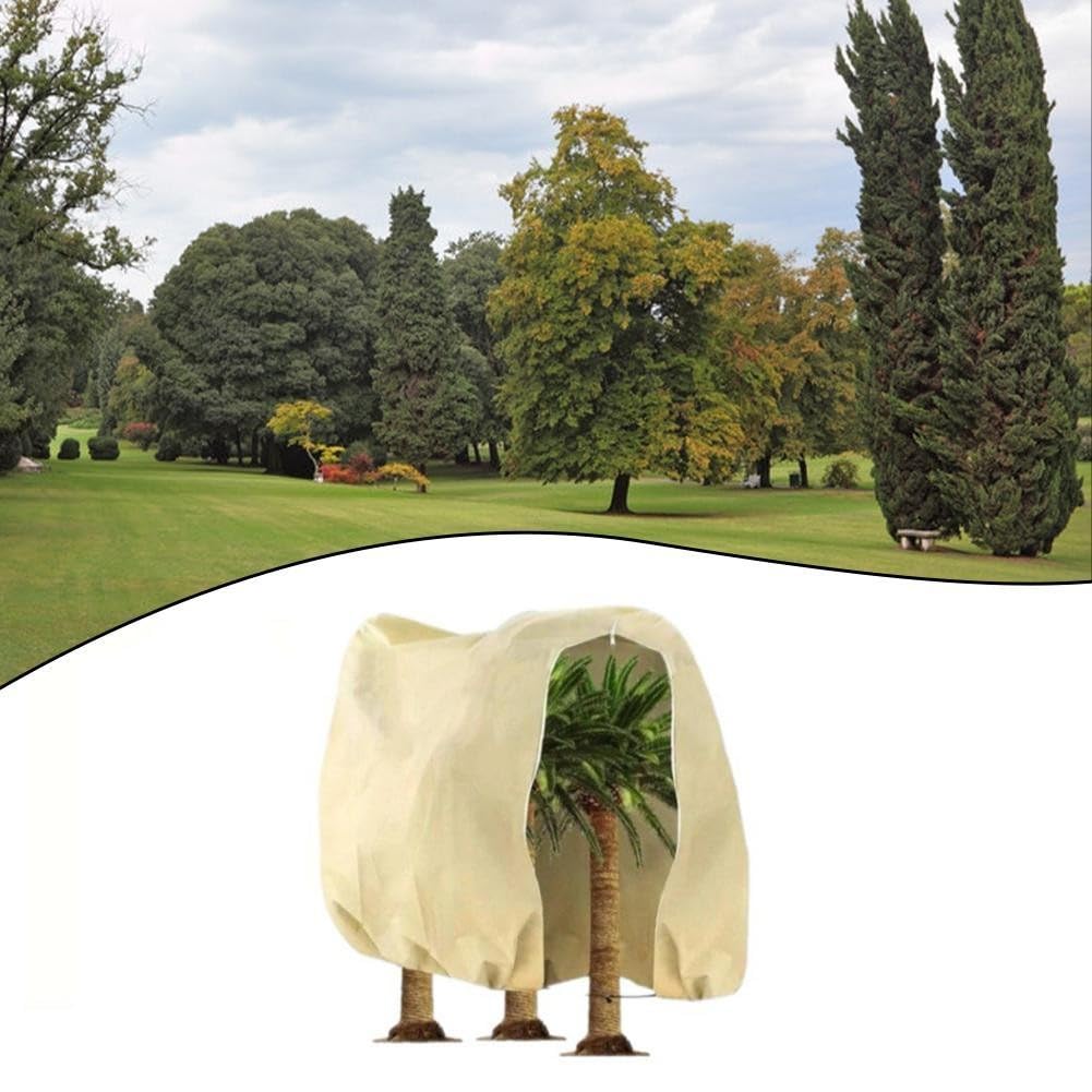 Grande copertura antigelo per piante, in tessuto non tessuto spesso con coulisse e cerniera, per le stagioni invernali, beige, 120 x 180 cm