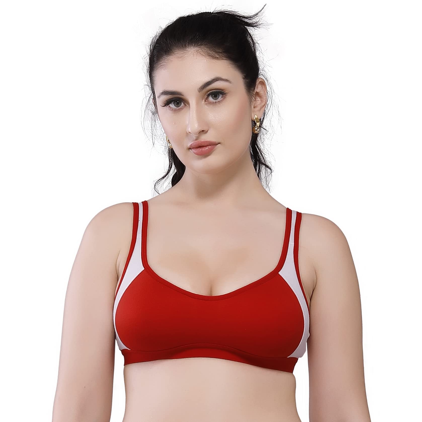 (Pack of 1) Sports Bra for Women Non Padded Full Coverage,Cup Size B,Everyday Wireless & Non Padded Support Shaper,Pull On Cotton Blend Fabric S Bra-picture-49