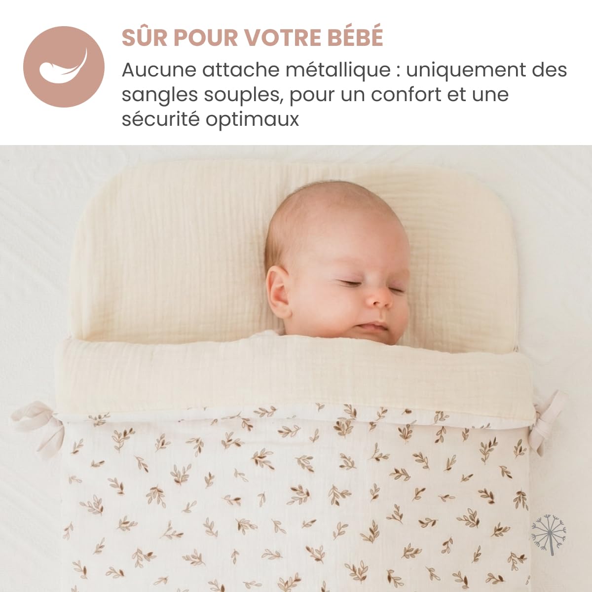 MIMUSELINA Nid d'ange Bebe Quatre Saisons | Couverture Bebe Été et Hiver | Convertible avec Garnissage Amovible | 100% Coton | Idéal pour Nacelle, Couffin et Poussette | Fabriqué en Espagne | Ecru