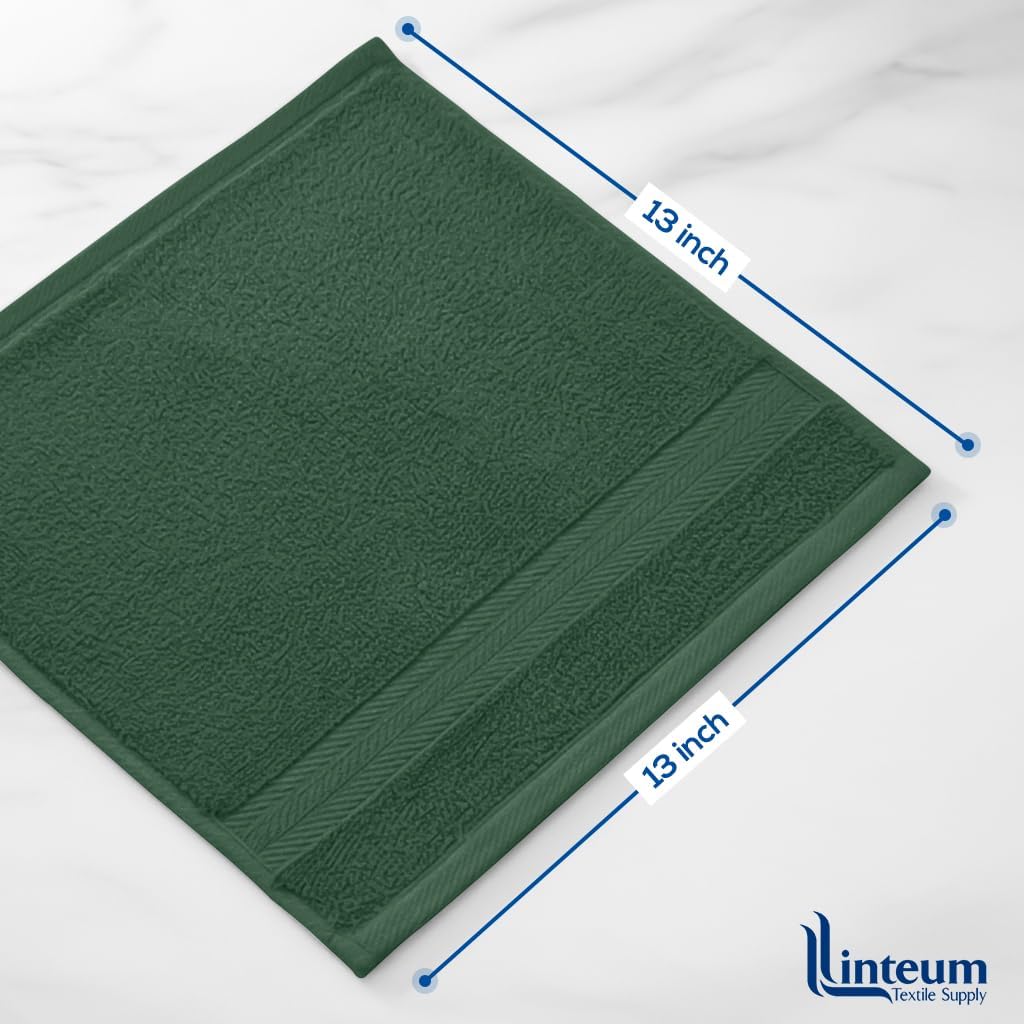 Linteum Textile Supply Premium 13x13 Washcloth (Hunter Green) – 100% Cotton Zero Twist Towels | Absorbent, Quick Dry, Durable for Bathroom, Spa, Gym (12 Pack) image 2