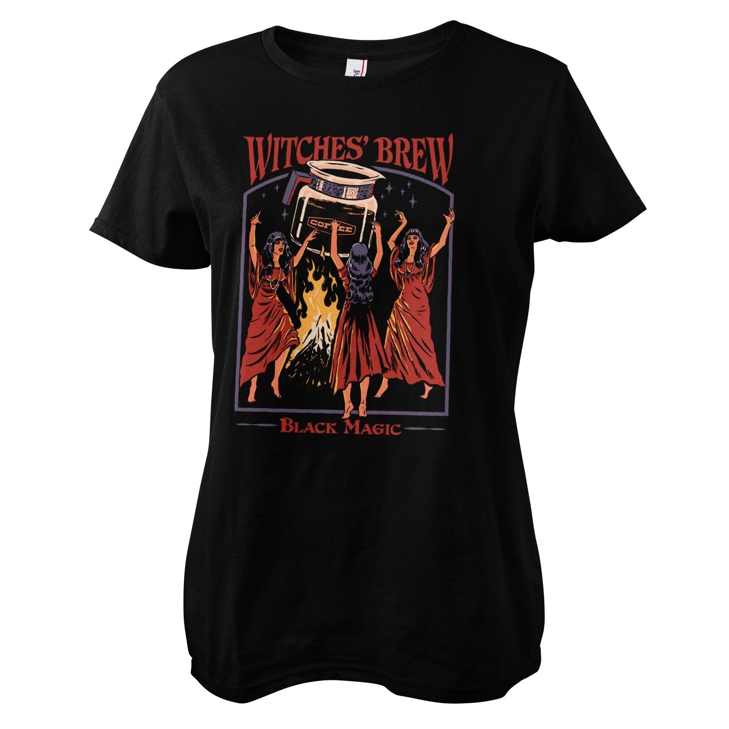 Steven Rhodes Women's Black Officially Licensed Witches Brew Magic T-Shirt (Black), Medium