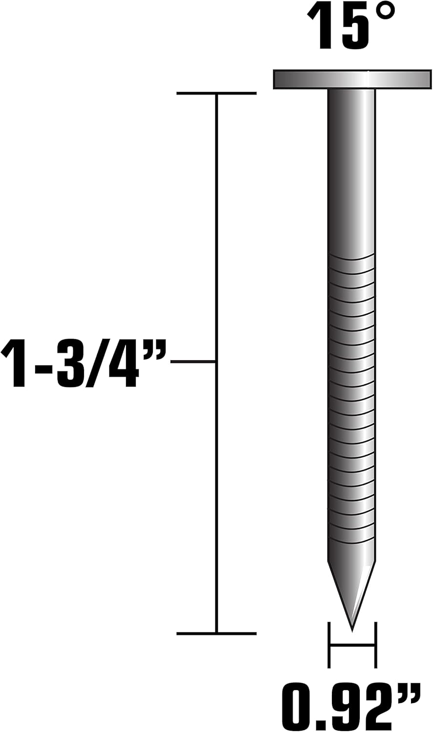 Metabo HPT | 1-3/4 in. x 0.092 in. | Ring Shank Electro-Galvanized | Wire Coil Siding Nails | 3600 Count | 13334HPT