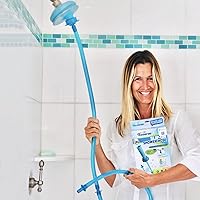 Rinseroo Slip-On Handheld Shower Hose: 6ft Attachment Fits 5" Heads, No Install Rinse for Walls, Tubs & Pets