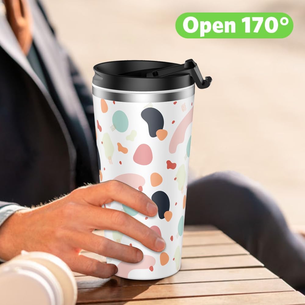 Insulated Coffee Mug with Ceramic Coating, 18oz Travel Mug with Leak-proof Lid, Vacuum Double-wall Tumbler, Stainless Steel Thermal Cup for Tea, Hot Cocoa, Cold Beverage, Ice Drinks - Image 7