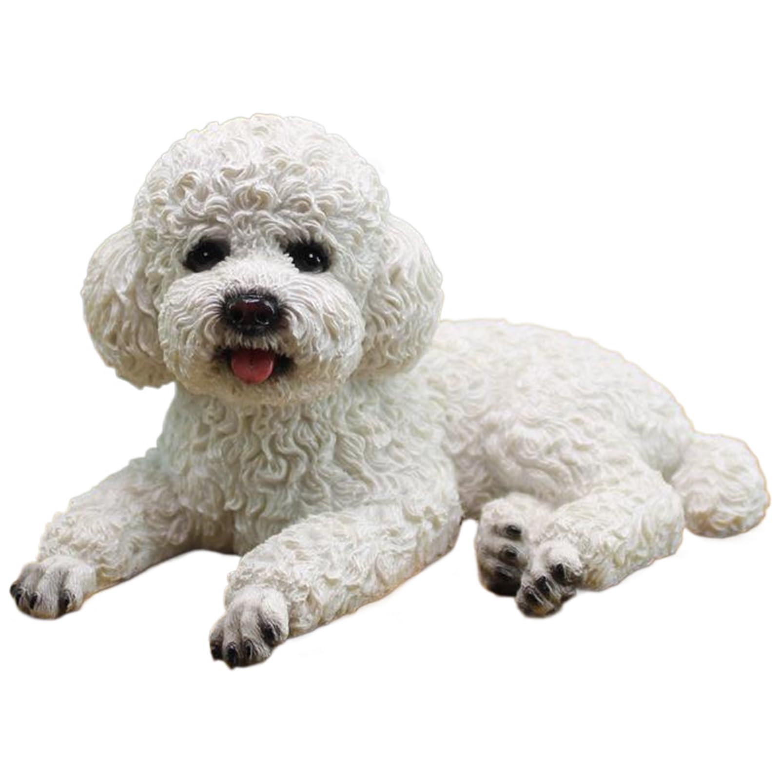 Dog Statue 5.5x3.2x3.4 Inch Realistic Lying Posture Teddy Dog Figurines Adorable & Expressive Resin Dog Decor for Car Dashboard, Home, Garden, White Dog Decor Dog Statues Outdoor Dog Garden Statue Dog